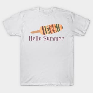 Hello Summer - Multicolored Popsicle Graphic Illustration GC-105-03 T-Shirt